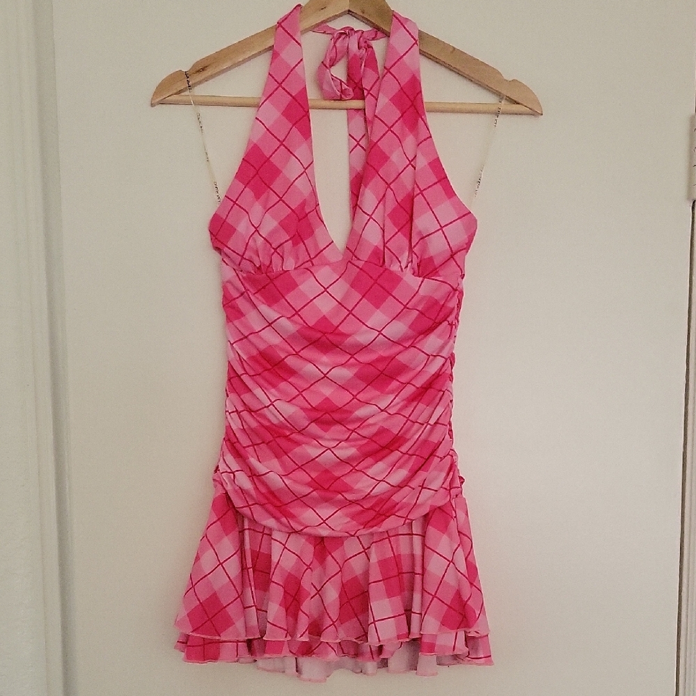 Diva Especially Gifted Plaid Halter Dress